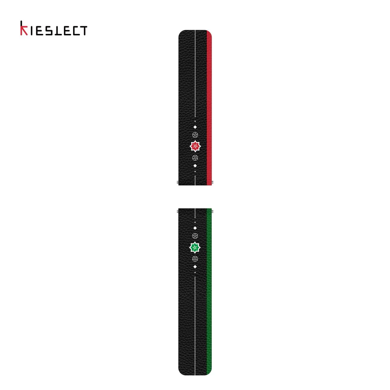Bracelet Kieslect cuir réversible vert & rouge 22 mm – Édition Maroc