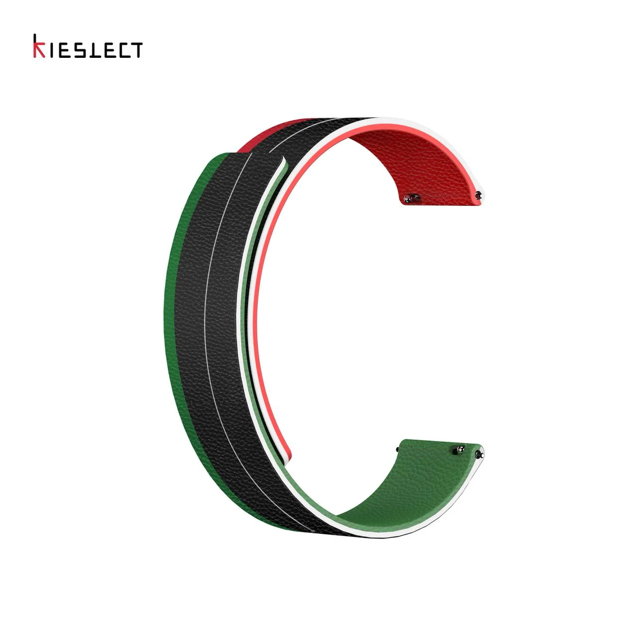 Bracelet Kieslect cuir réversible vert & rouge 22 mm – Édition Maroc - Image 2