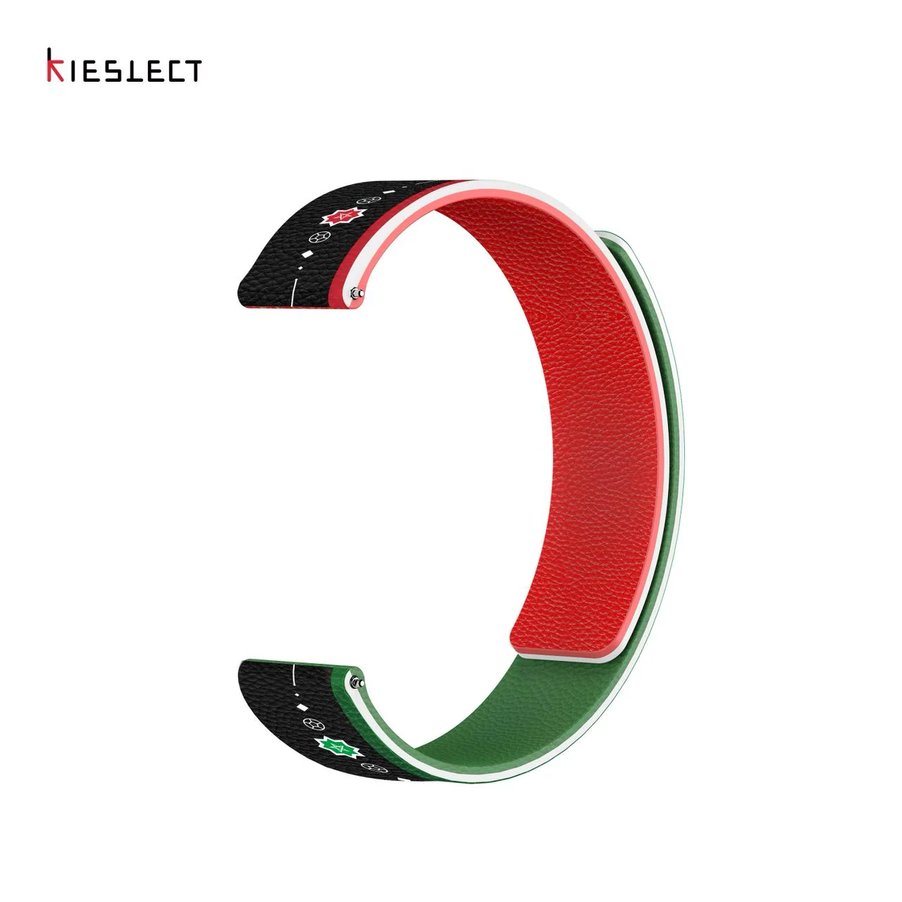 Bracelet Kieslect cuir réversible vert & rouge 22 mm – Édition Maroc - Image 3