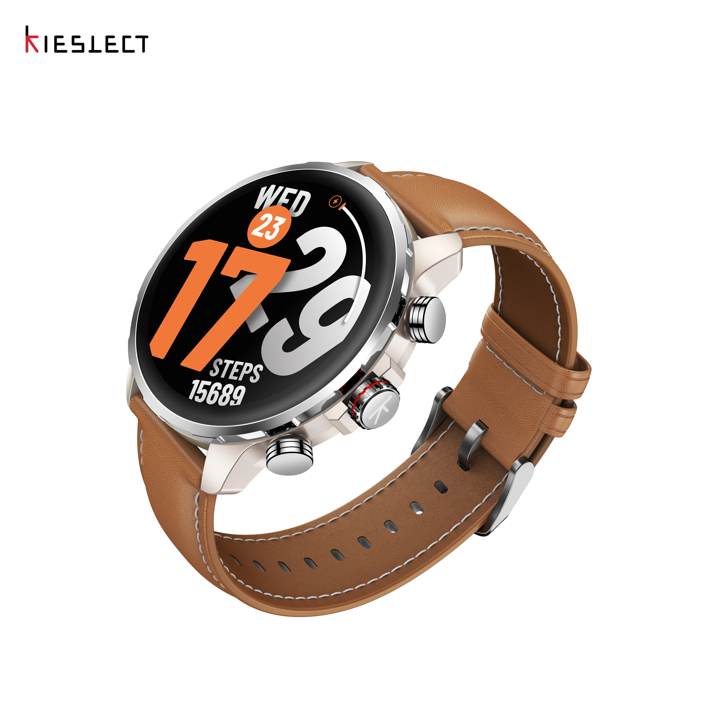 Montre connectée Kieslect KR3 – Or/Marron (+ bracelet marocain offert) - Image 10