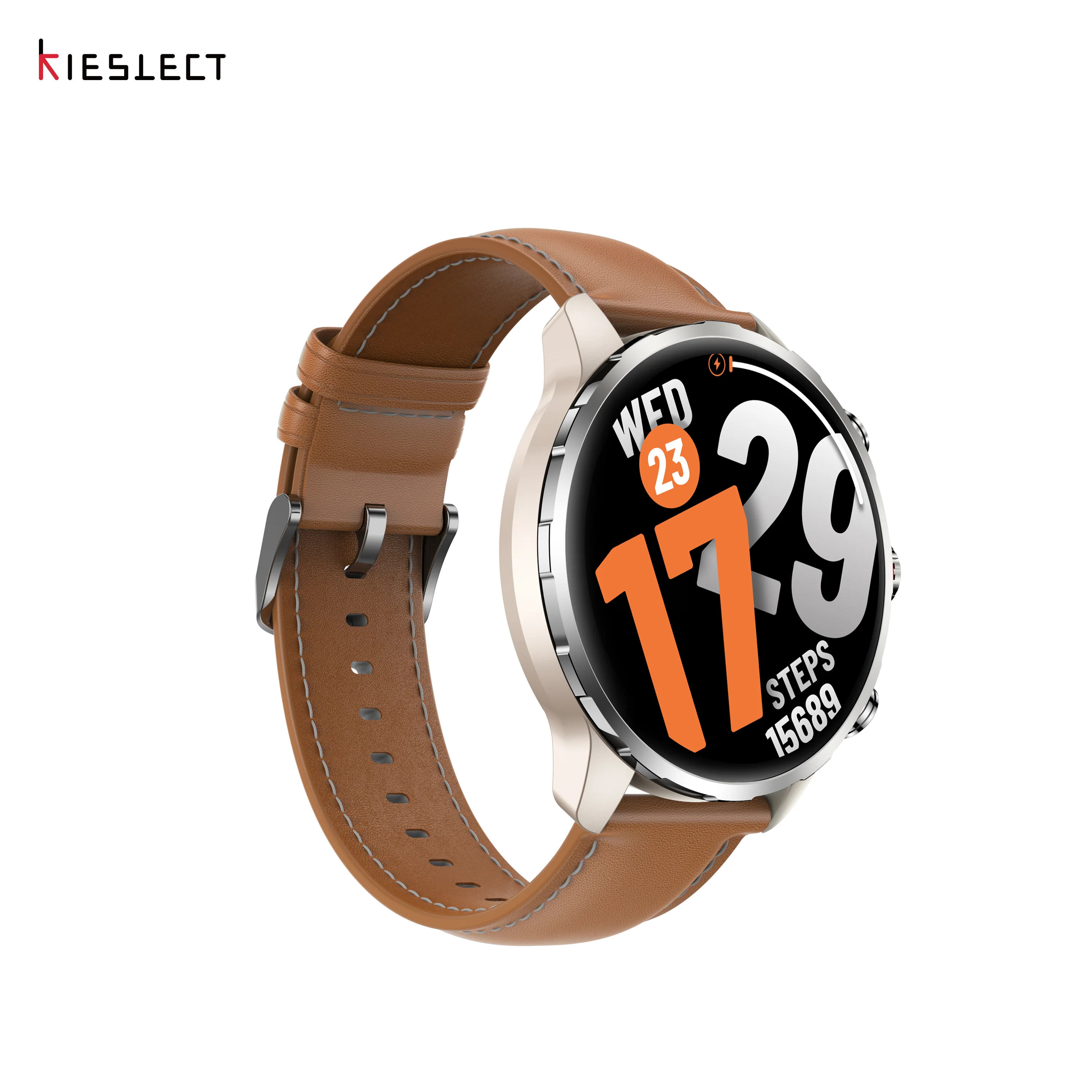 Montre connectée Kieslect KR3 – Or/Marron (+ bracelet marocain offert) - Image 4