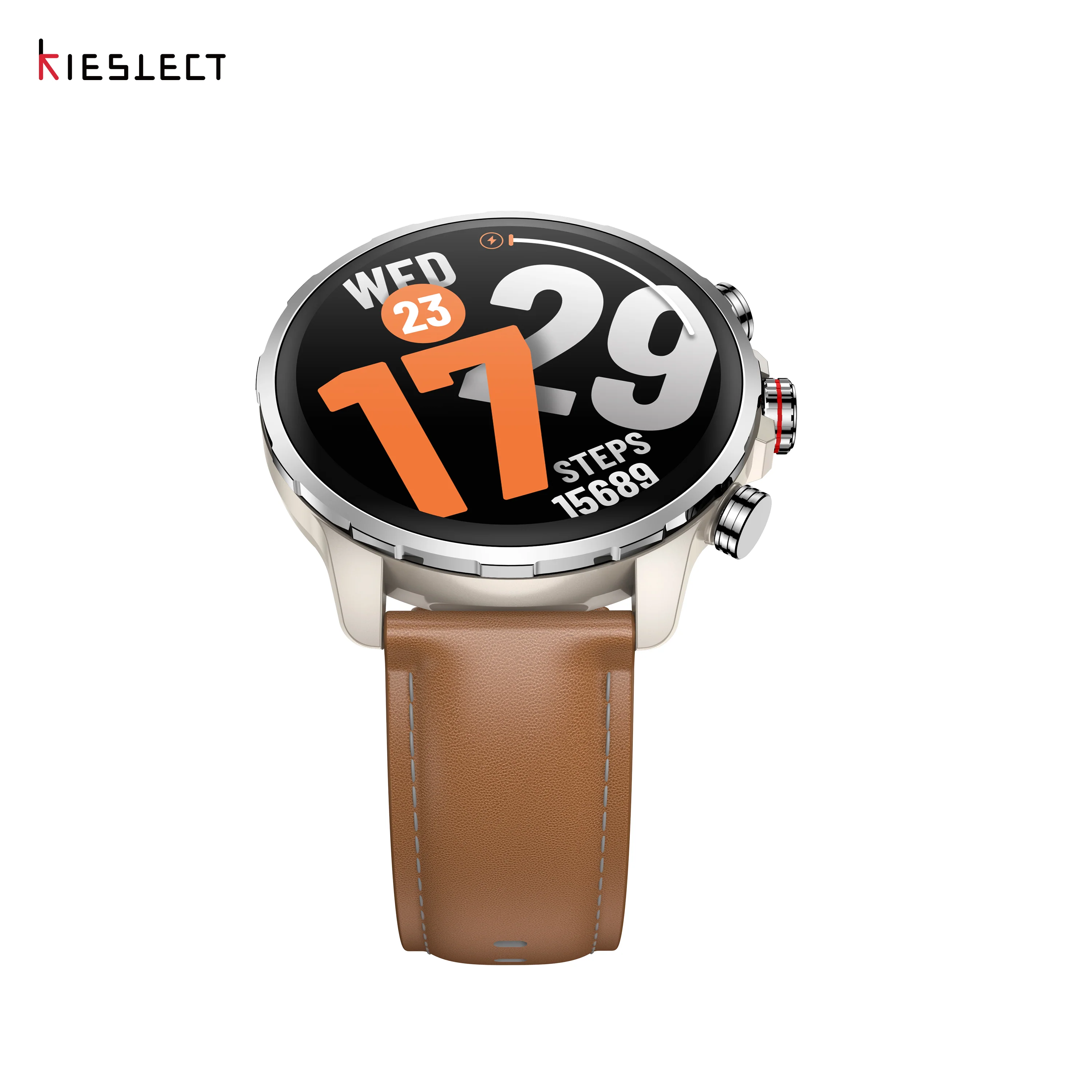 Montre connectée Kieslect KR3 – Or/Marron (+ bracelet marocain offert) - Image 5